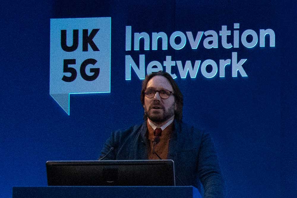 Professor adam Beaumont addresses the UK 5G Conference
